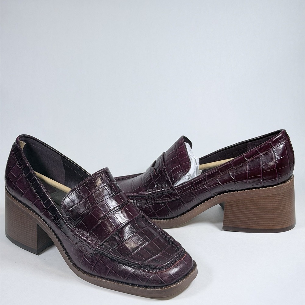 Dolce Vita  Size-8.5 Loafers Talie Cabernet Leather Block‎ Heel Penny Burgundy